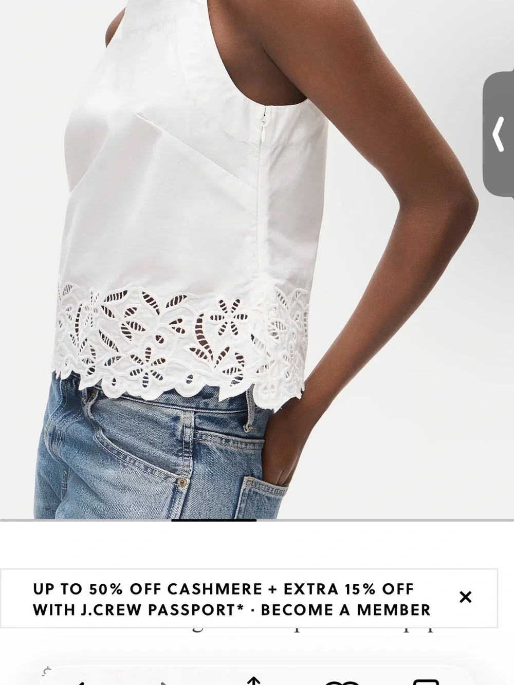Embroidered high-neck top in cotton poplin
